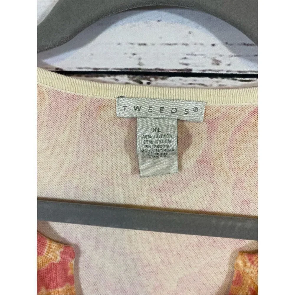 Tweeds V-neck sweater in orange and pink size extra large ￼